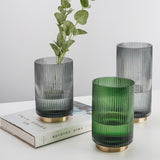 Glass Cylinder with Gold touch Green S (12*20cmH)