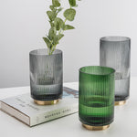 Glass Cylinder with Gold touch Grey S (12*20cmH)