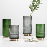 Glass Cylinder with Gold touch Green S (12*20cmH)